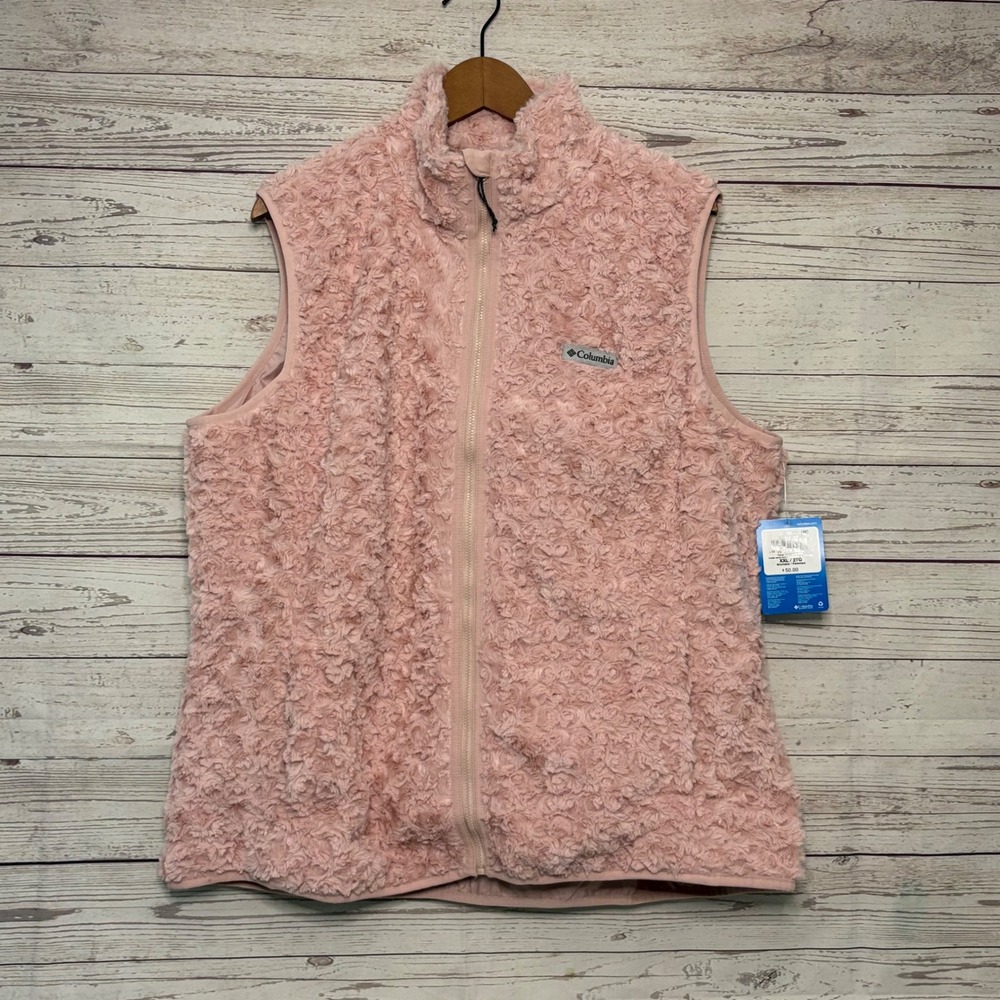 Columbia Twisp Trail EXS Vest Pink Plush Swirl Fleece Full Zip XXL NWT $50 MSRP